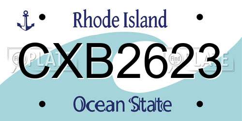 CXB2623 Rhode Island License Plate