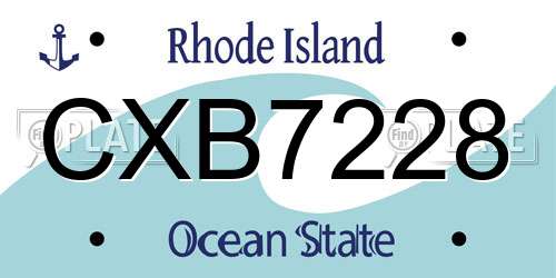 CXB7228 Rhode Island License Plate