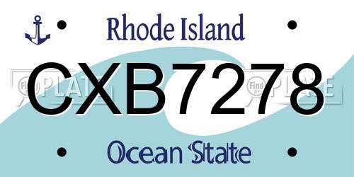 CXB7278 Rhode Island License Plate