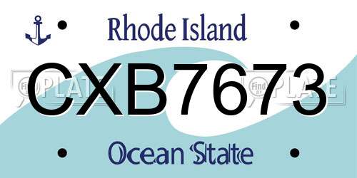 CXB7673 Rhode Island License Plate