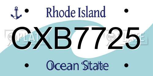 CXB7725 Rhode Island License Plate