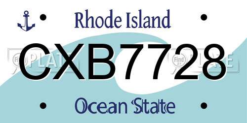 CXB7728 Rhode Island License Plate