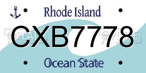 CXB7778 Rhode Island License Plate