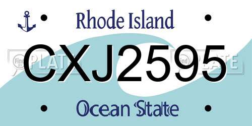 CXJ2595 Rhode Island License Plate