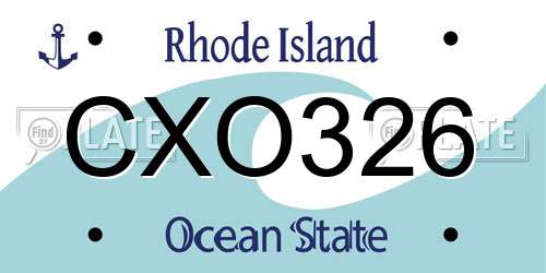 CXO326 Rhode Island License Plate