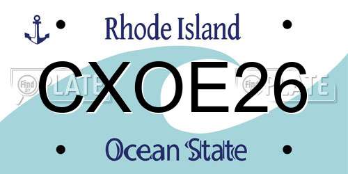 CXOE26 Rhode Island License Plate