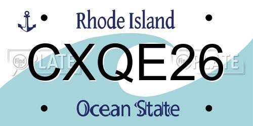 CXQE26 Rhode Island License Plate