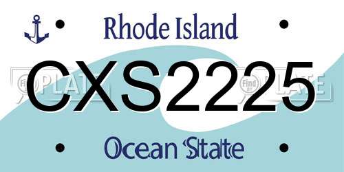 CXS2225 Rhode Island License Plate