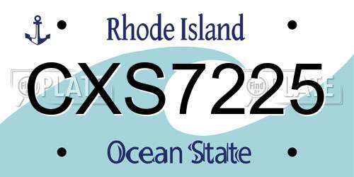CXS7225 Rhode Island License Plate