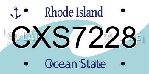 CXS7228 Rhode Island License Plate