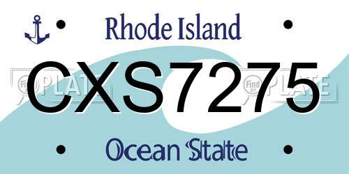 CXS7275 Rhode Island License Plate