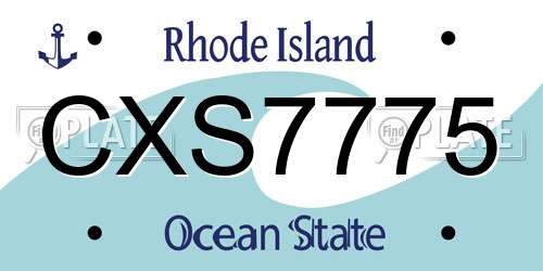 CXS7775 Rhode Island License Plate