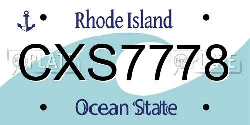CXS7778 Rhode Island License Plate