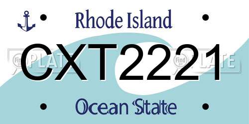 CXT2221 Rhode Island License Plate
