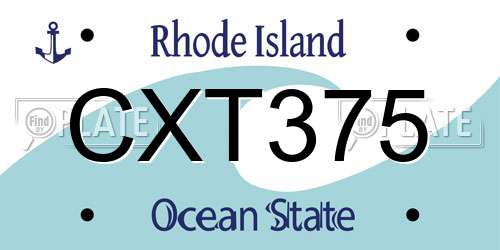 CXT375 Rhode Island License Plate