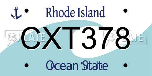 CXT378 Rhode Island License Plate