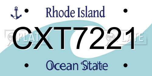 CXT7221 Rhode Island License Plate