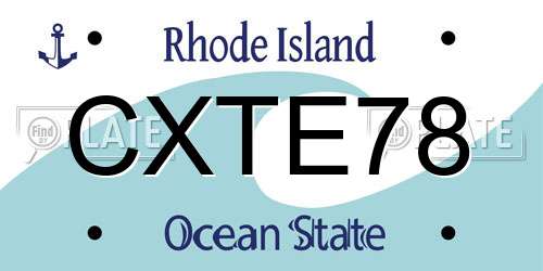 CXTE78 Rhode Island License Plate