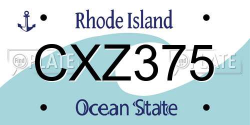 CXZ375 Rhode Island License Plate