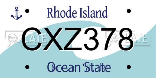 CXZ378 Rhode Island License Plate