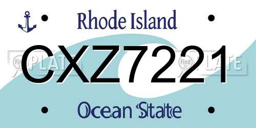 CXZ7221 Rhode Island License Plate
