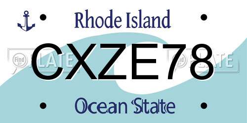 CXZE78 Rhode Island License Plate