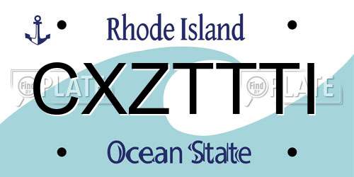 CXZTTTI Rhode Island License Plate