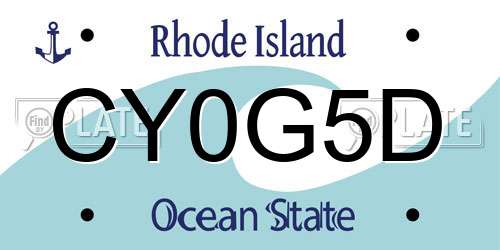 CY0G5D Rhode Island License Plate