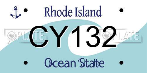 CY132 Rhode Island License Plate