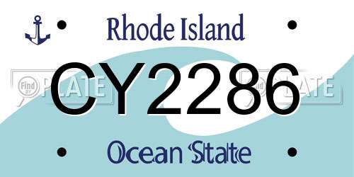CY2286 Rhode Island License Plate