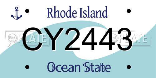 CY2443 Rhode Island License Plate