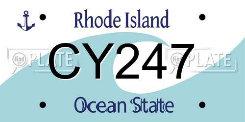 CY247 Rhode Island License Plate