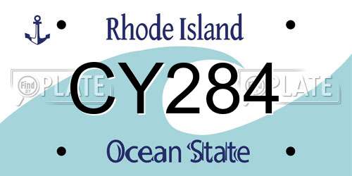 CY284 Rhode Island License Plate