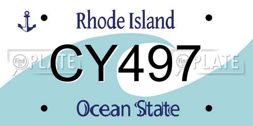 CY497 Rhode Island License Plate