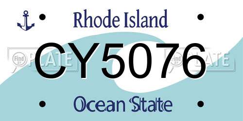 CY5076 Rhode Island License Plate