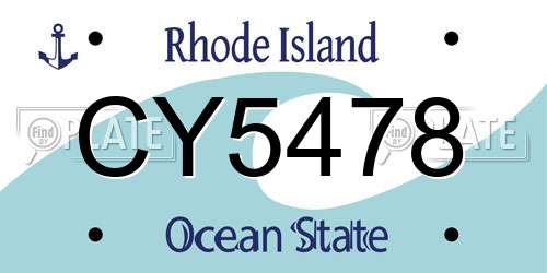 CY5478 Rhode Island License Plate