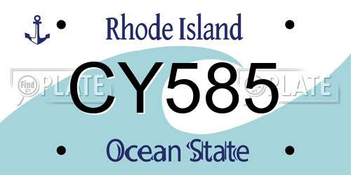 CY585 Rhode Island License Plate