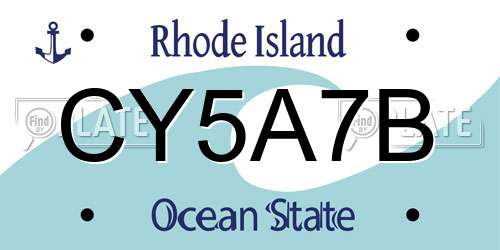 CY5A7B Rhode Island License Plate