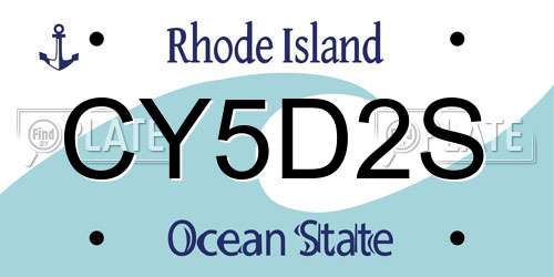 CY5D2S Rhode Island License Plate