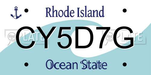 CY5D7G Rhode Island License Plate