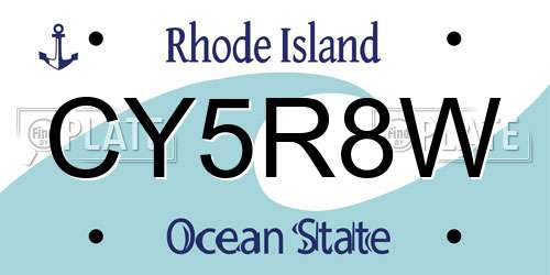 CY5R8W Rhode Island License Plate