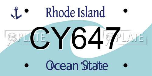 CY647 Rhode Island License Plate