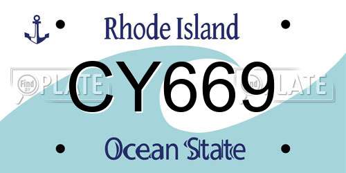 CY669 Rhode Island License Plate