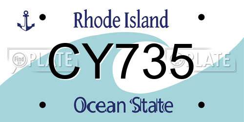 CY735 Rhode Island License Plate