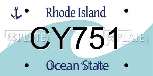 CY751 Rhode Island License Plate