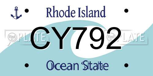 CY792 Rhode Island License Plate