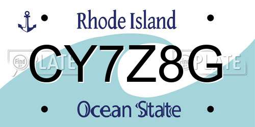CY7Z8G Rhode Island License Plate