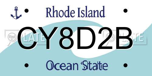 CY8D2B Rhode Island License Plate