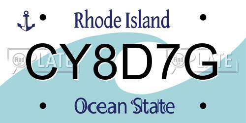 CY8D7G Rhode Island License Plate