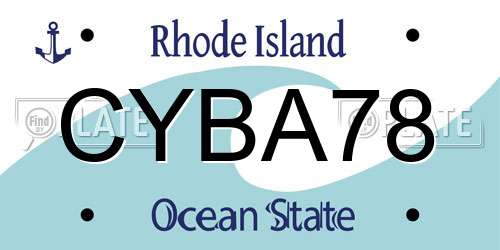 CYBA78 Rhode Island License Plate